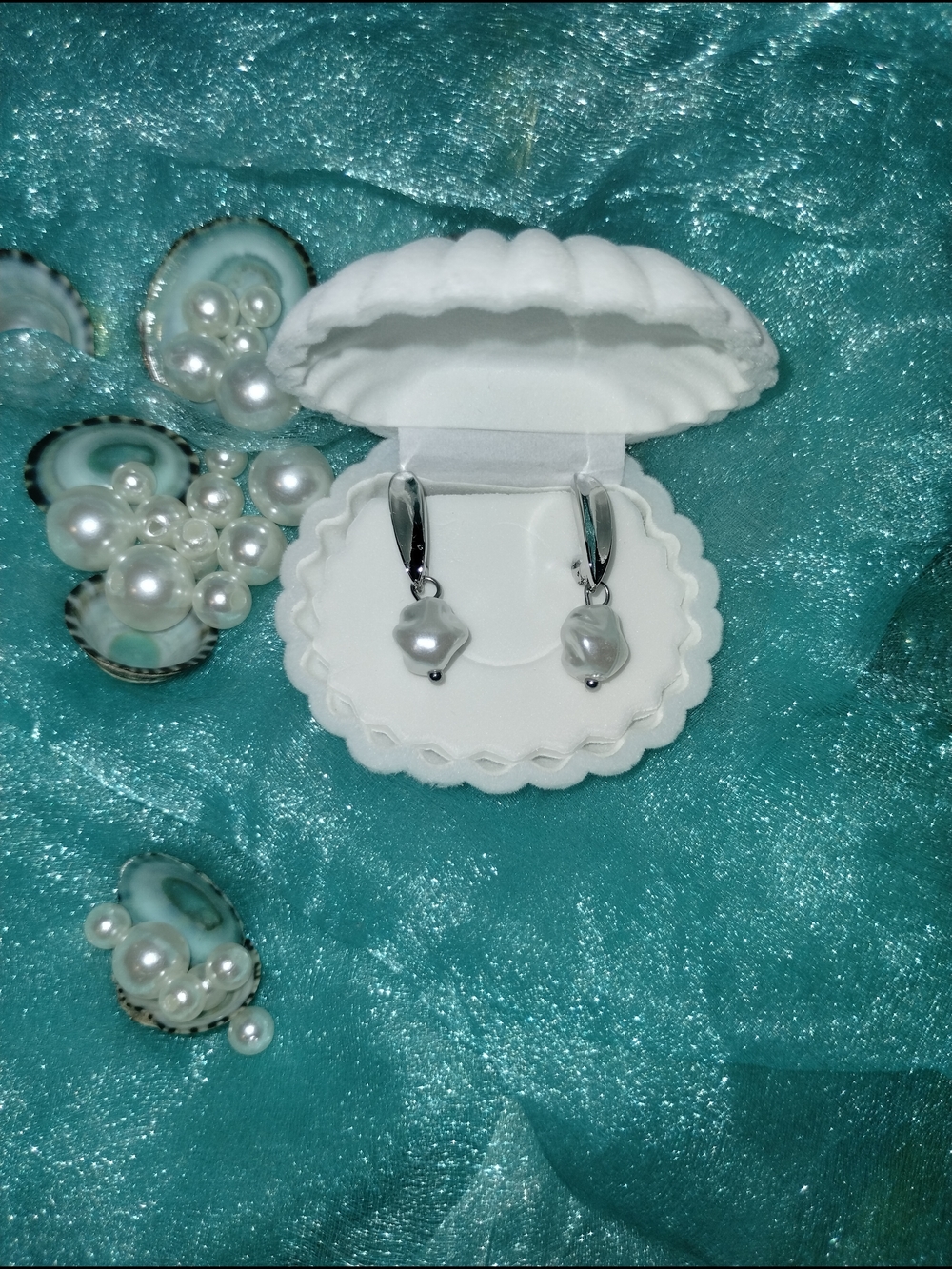 Classic Silver White Pearl Drop Bridal Earrings - Elegant Wedding Jewelry